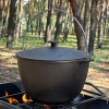 Туристичний казан 12 л чавунний з дужкою і кришкою для приготування на вогні