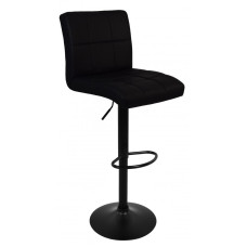 Сучасний барний стілець із м’якою спинкою чорний на чорній основі Сучасний барний стілець із м’якою спинкою чорний на чорній основі