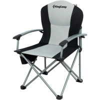 Міцне крісло садове складне чорно-сіре з посиленою конструкцією